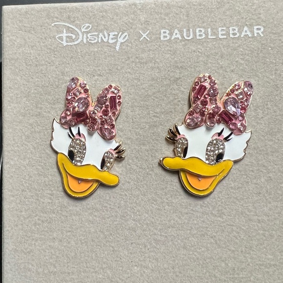 NEW BaubleBar x Disney Daisy Duck Bling Bling pink Ribbon Earrings - Picture 4 of 9